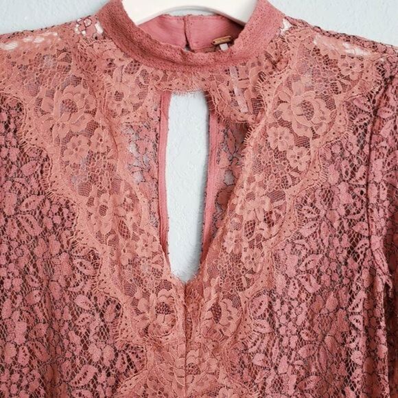 Free People Mauve New Tell Tale Lace Mini Dress - Picture 5 of 7